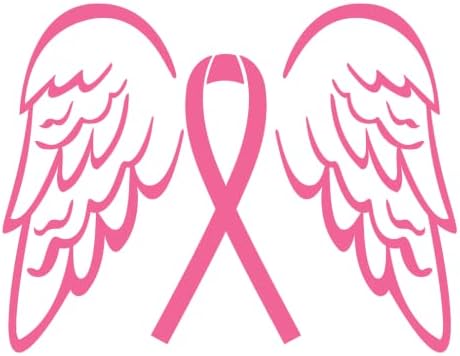 כנפי מלאך סרט סרטן | חודש המודעות לסרטן השד | רעיון מתנה נהדר | מדבקה מדבקה | חבילה 2 | מדבקות 5 אינץ '| S11698